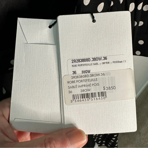 NWT CELINE Midi Wrap Polka Dot Black Dress SZ EUR 36, US 4, S - Picture 8 of 12